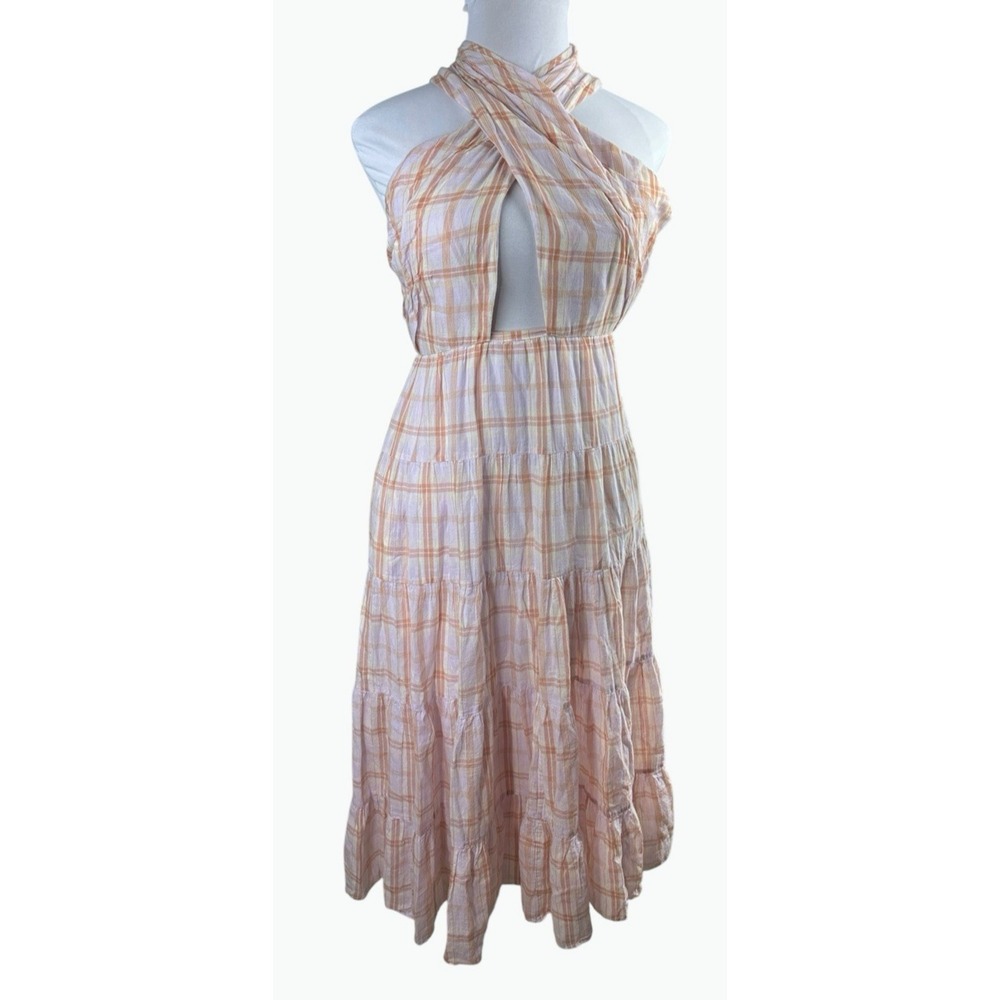 *Flaw Ulla Johnson Noelle Wrap Dress Plaid Midi Fit Flare Criss Cross Tie Size 4 - Picture 2 of 16